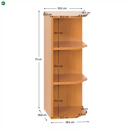 Konyhaszekrény, sarok, felső, jobbos, éger LORA Mdf New W30N