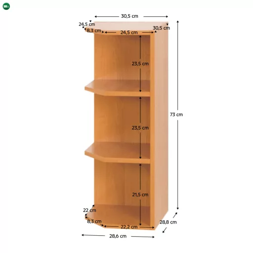 Konyhaszekrény, sarok, felső, balos, éger, LORA MDF NEW KLASIK W30N