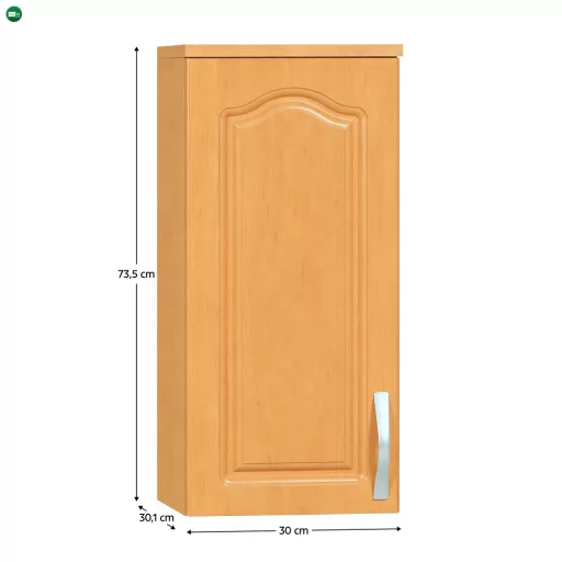 Konyhaszekrény, felső, éger, balos, LORA MDF NEW KLASIK W30/735