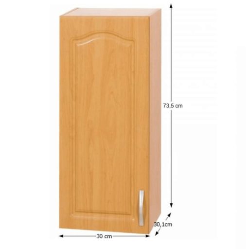 Konyhaszekrény, felső, éger, balos, LORA MDF NEW KLASIK W30/735