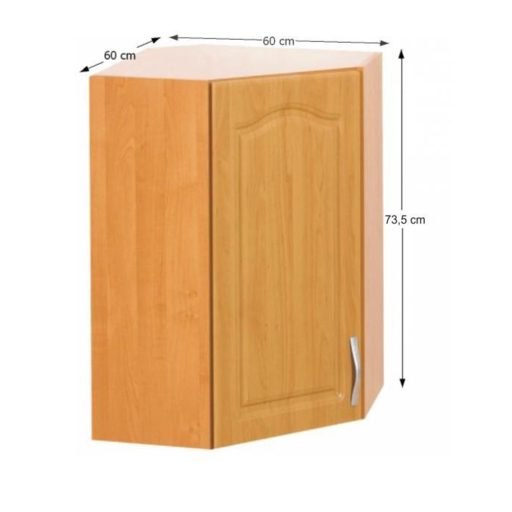 Sarok konyhaszekrény, felső, éger, balos, LORA MDF NEW KLASIK W60/60