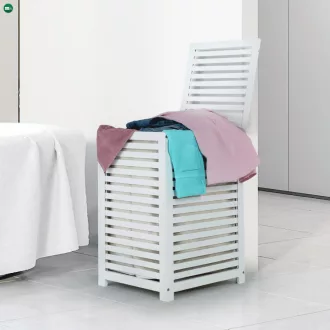   Szennyestartó kosár, lakkozott, banbusz/féher/bézs, BASKET