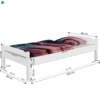 Ágy, fehér, 90x200, LIVIO