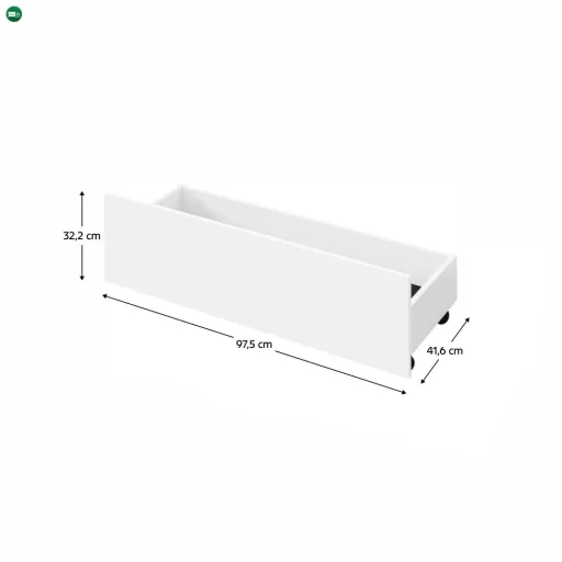 2 darab, kihúzható ágy alatti tároló, fehér, MIDEA