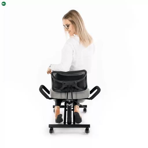 Ergonómikus térdeplőülés, szürkésbarna Taupe/fekete, RUFUS