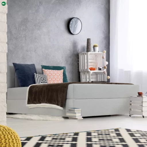 Boxspring típusú ágy 140x200, világosszürke, FERATA KOMFORT
