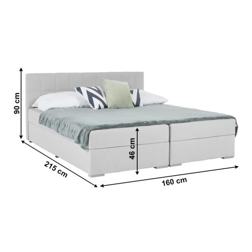 Boxspring típusú ágy 160x200, világosszürke, FERATA KOMFORT