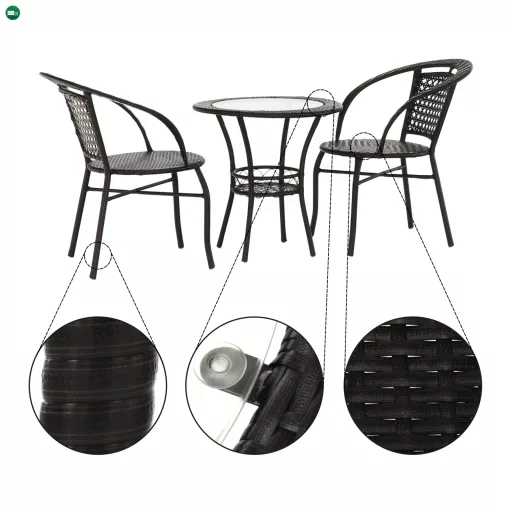 Kerti rattan szett 1+2, barna, LASAN