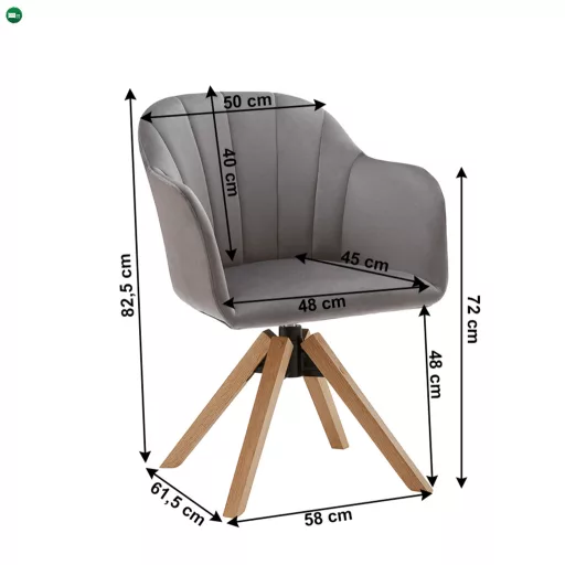 Forgószék, világosszürke/bükk, DALIO