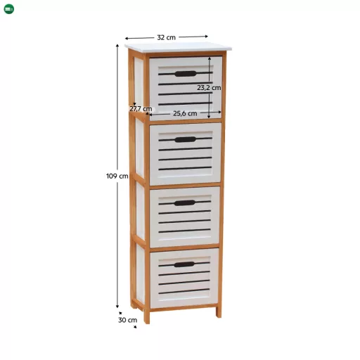 Komód, fehér/natúr, TALAS