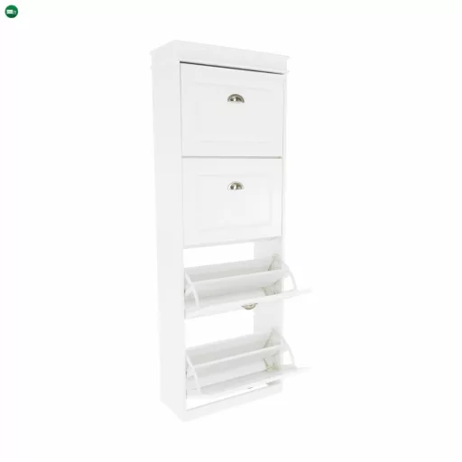 Cipőpolc, 4-soros, fehér, SEBER TYP 3