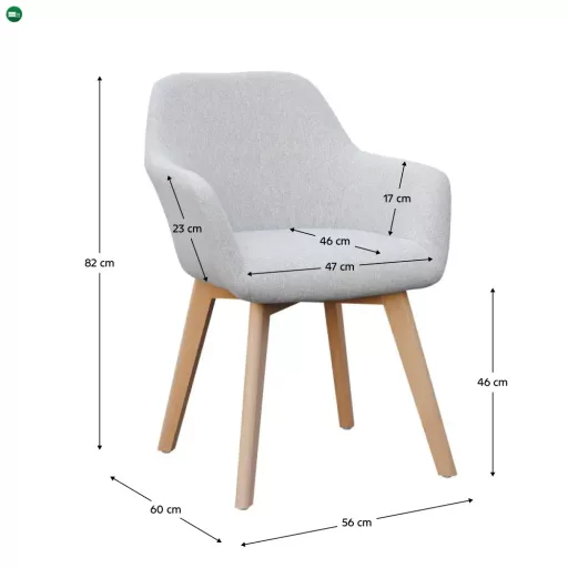 Dizájnos fotel, világosszürke/bükk, CLORIN NEW