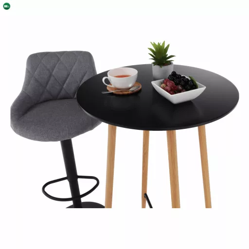 Bárasztal, fekete/tölgy, átmérő 60 cm, IMAM