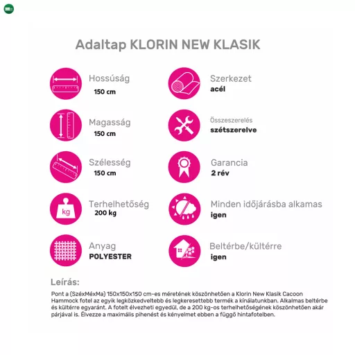 Lógó hintaszék, zöld, KLORIN NEW KLASIK