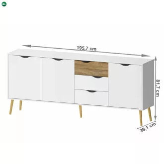 Komód, tölgy sonoma/fehér, OSLO 75454