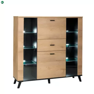 Komód, tölgyfa lefkas/fekete, SIRAN TYP 3