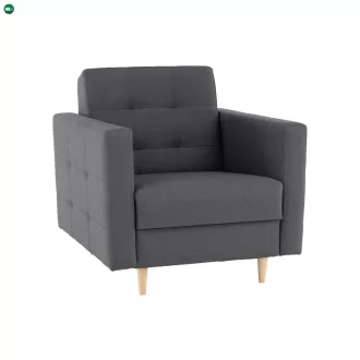 Kárpitozott fotel, sötérszürke anyag, AMEDIA