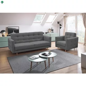 Kárpitozott fotel, sötérszürke anyag, AMEDIA