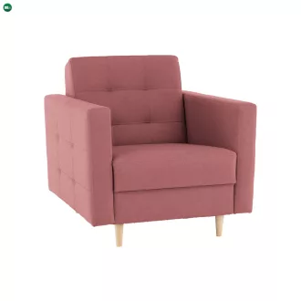 Kárpitozott fotel, rózsaszín anyag, AMEDIA