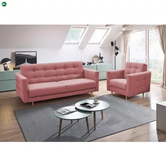 Kárpitozott fotel, rózsaszín anyag, AMEDIA