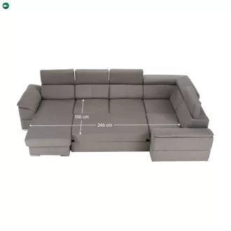   Ülőgarnitúra, szükésbarna Taupe, balos kivitel, SEGORIA ROH U