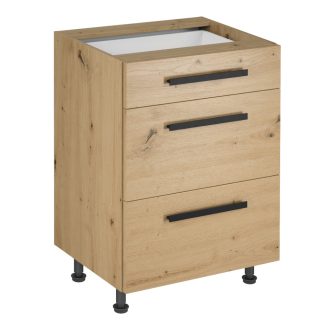   Alsó szekrény, artisan tölgy, fogantyúkkal,  LANGEN D60S3 U