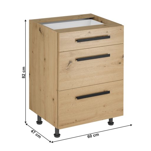 Alsó szekrény, artisan tölgy, fogantyúkkal,  LANGEN D60S3 U