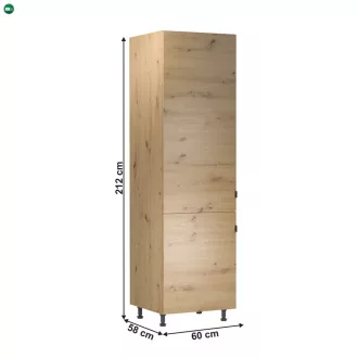   Magas hűtő beépítő szekrény, artisan tölgy, univerzális, LANGEN D60ZL