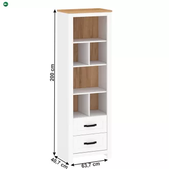 Nyitott polc, fehér alba/tölgy craft arany, LANZETTE R