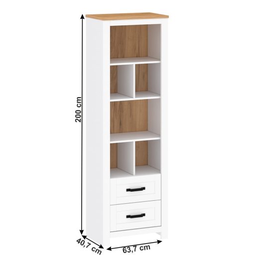 Nyitott polc, fehér alba/tölgy craft arany, LANZETTE R