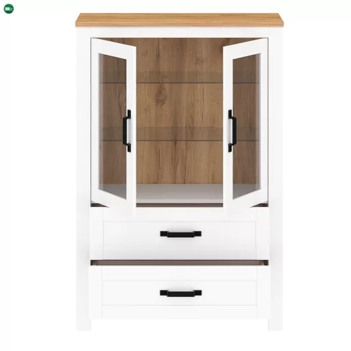 Vitrin, fehér alba/tölgy craft arany, LANZETTE K