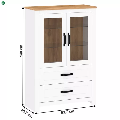 Vitrin, fehér alba/tölgy craft arany, LANZETTE K