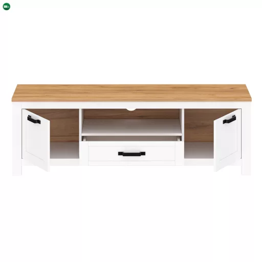 RTV asztal, fehér alba/tölgy craft arany, LANZETTE B