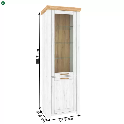 Vitrin A, tölgy craft arany/tölgy craft fehér, SUDBURY