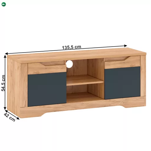 TV asztal B, tölgy craft arany/grafit szürke, FIDEL