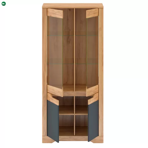 Vitrin H, tölgy craft arany/grafit szürke, FIDEL