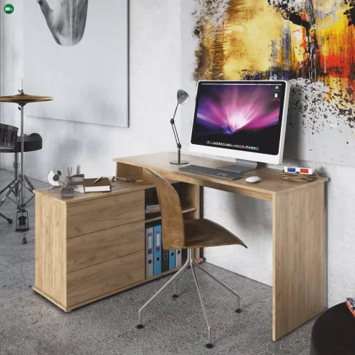 Univerzális sarok PC asztal, tölgyfa artisan, TERINO