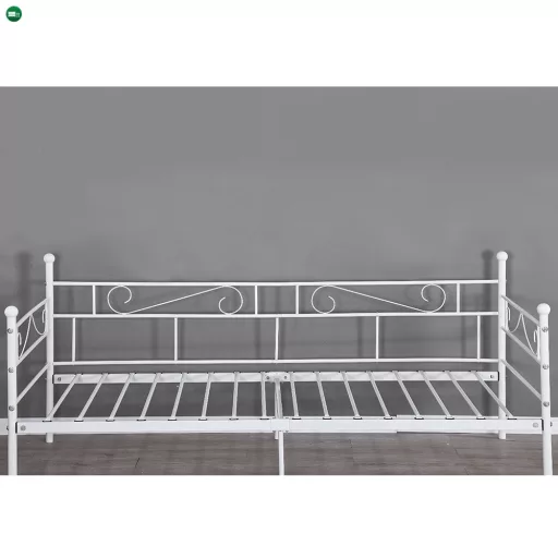 Fém kanapé - egyszemélyes ágy, fehér, 90x200, ROZALI