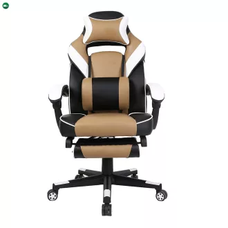 Irodai/gamer fotel, fekete/fehér/bézs, OZGE