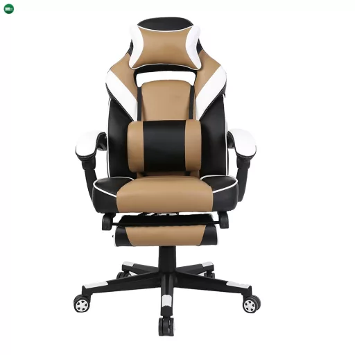 Irodai/gamer fotel, fekete/fehér/bézs, OZGE