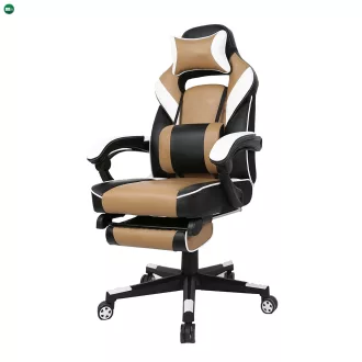 Irodai/gamer fotel, fekete/fehér/bézs, OZGE