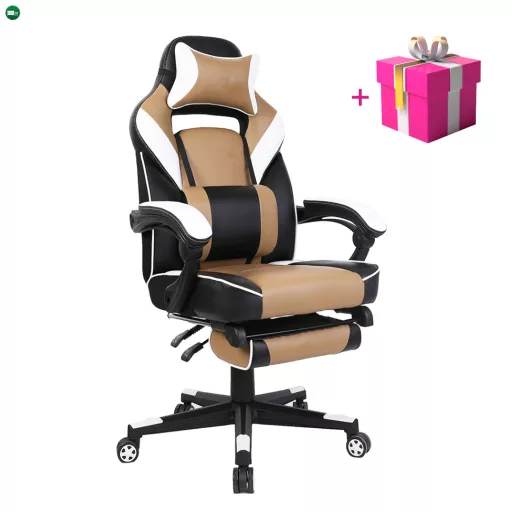 Irodai/gamer fotel, fekete/fehér/bézs, OZGE