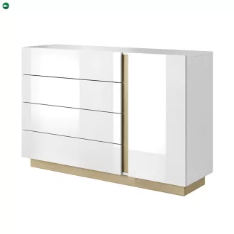   Komód D4S, fehér/grandson tölgy/fehér magas fényű, CITY