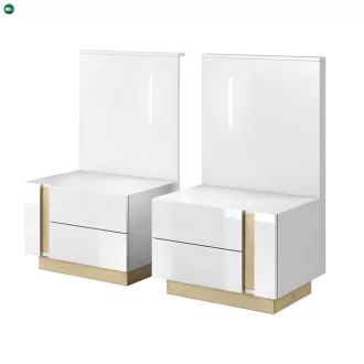   2 éjjeliszekrény, fehér/grandson tölgy/fehér magas fényű, CITY