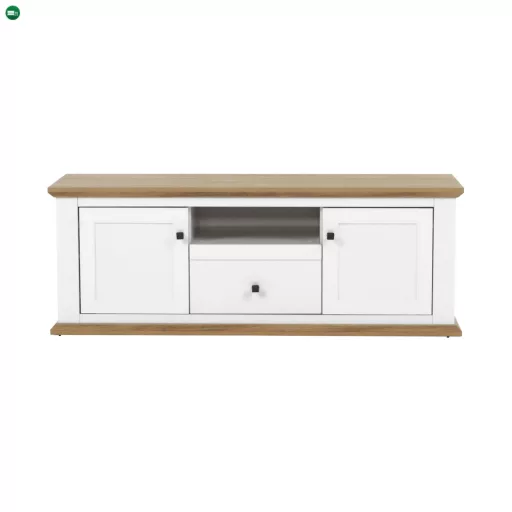 TV asztal MZ15, fehér/grand tölgy, LEON