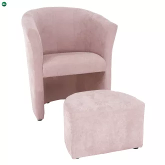Klub fotel puffal, rózsaszín, ROSE