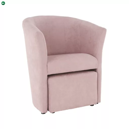 Klub fotel puffal, rózsaszín, ROSE