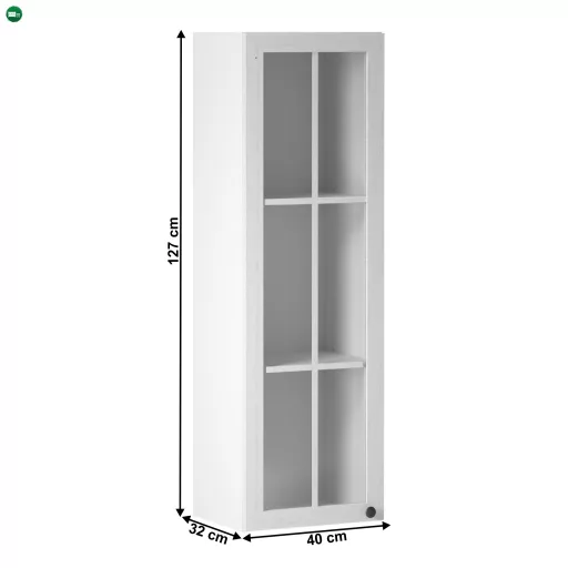 Felsőszekrény üveggel W40S, fehér/sosna andersen, bal PROVANCE