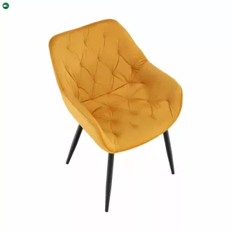 Dizájnos fotel, sárga Velvet anyag, FEDRIS
