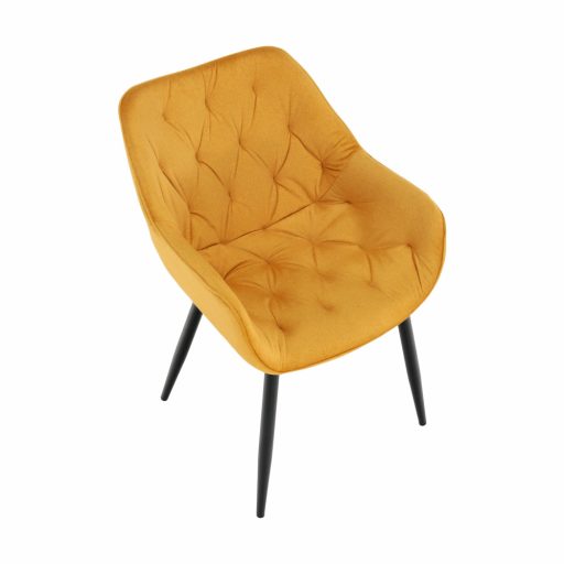 Dizájnos fotel, sárga Velvet anyag, FEDRIS